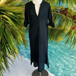 Everyday Ritual Black Tracey Cotton Bubble Gauze Kaftan Caftan Cover up Size XS